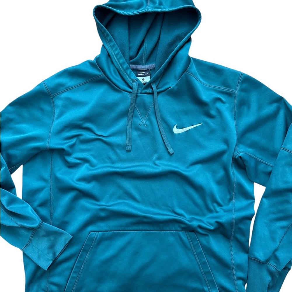Nike Therma Fit Men’s Green Hoodie Size Large Swoosh Logo‎ Hooded Pockets Y2K